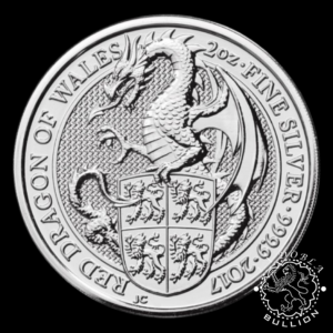 Moneda de Plata Queen's Beasts Red Dragon of Wales 2 oz BU - Reino Unido - 2017 - Reverso
