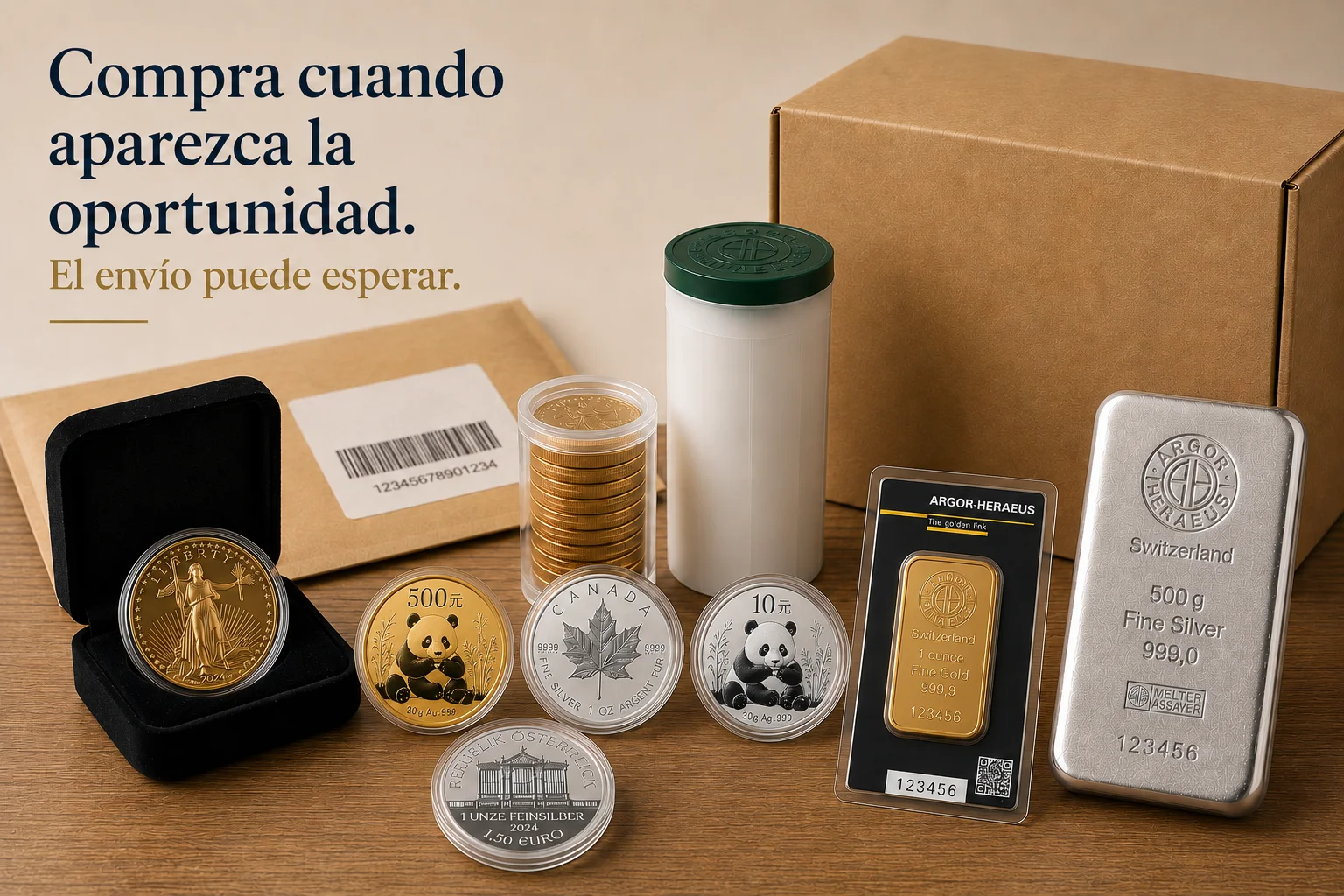 Monedas y lingotes preparados para el Servicio de Agrupación de Pedidos de La Dobla