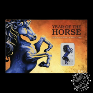 Lingote-Moneda de Plata Lunar III Caballo 1oz BU Coloreado - Australia - 2026 - Coincard Delante