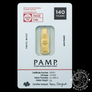 Lingote de Oro 140 Aniversario Coca Cola 5 g - PAMP - Blister Delante