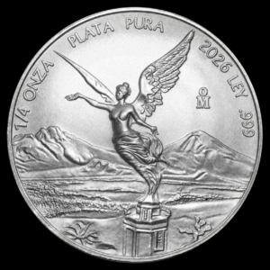 Moneda de Plata Libertad 1 4 oz BU – México – 2026 - Reverso - Recreación IA