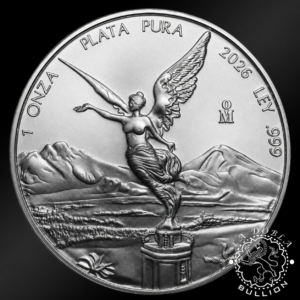 Moneda de Plata Libertad 1 oz BU – México – 2026 - Reverso - Recreación IA