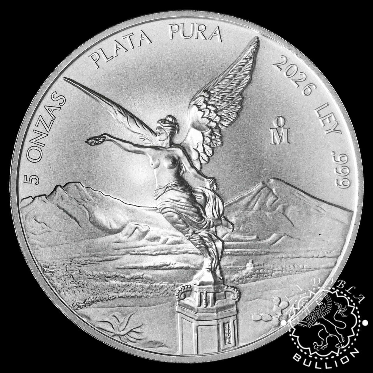 Moneda de Plata Libertad 5 oz BU – México – 2026 - Reverso - Recreación IA