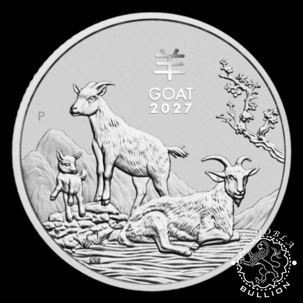 Moneda de Plata Serie Lunar III Cabra 12 oz BU - Australia - 2027 - Reverso