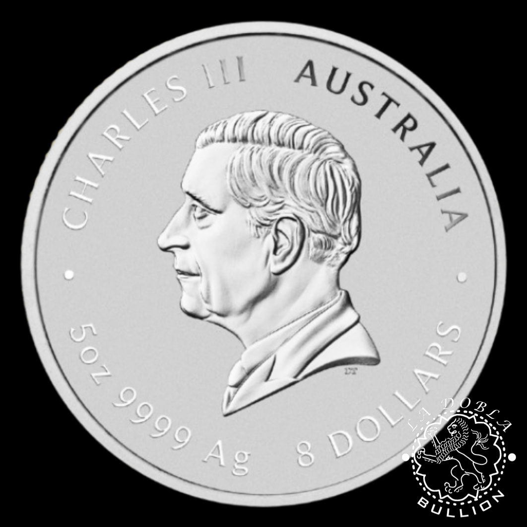 Moneda de Plata Serie Lunar III Cabra 5 oz BU - Australia - 2027 - Anverso