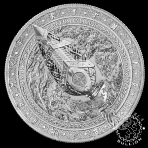 Moneda de Plata Artefacts Gungnir (Lanza de Odín) 1 oz BU – Germania – 2026 - Anverso