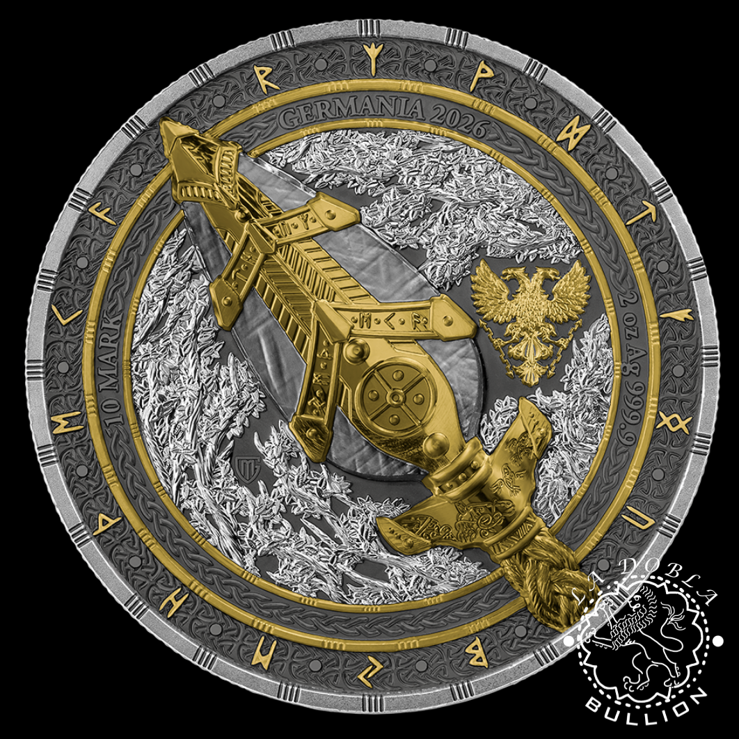Moneda de Plata Artefacts Gungnir (Lanza de Odín) 2 oz Proof UHR – Germania – 2026 - Anverso