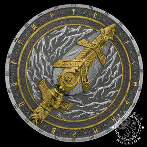 Moneda de Plata Artefacts Gungnir (Lanza de Odín) 2 oz Proof UHR – Germania – 2026 - Reverso