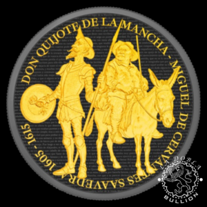 Moneda de Plata Don Quijote de la Mancha 1 oz Black & Gold - Camerún - 2026 - Reverso