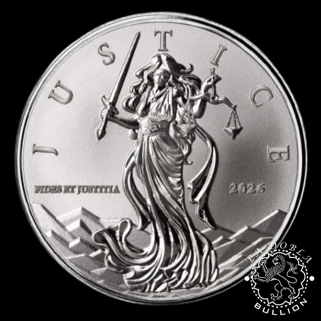 Moneda de Plata Lady Justice 1 oz BU - Niue - 2026 - Reverso