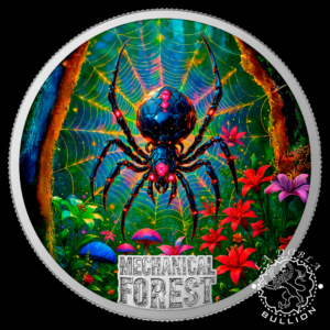 Moneda de Plata Mechanical Forest Araña 1 oz Proof - Liberia - 2026 - Reverso