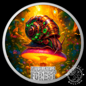 Moneda de Plata Mechanical Forest Caracol 1 oz Proof - Liberia - 2026 - Reverso