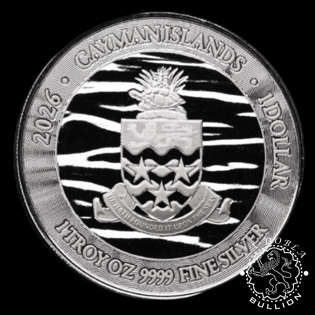Moneda de Plata Raya 1 oz BU - Islas Caimán - 2026 - Anverso