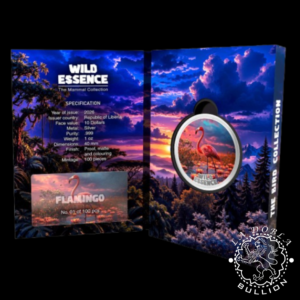 Moneda de Plata Wild Essence - The Bird Collection Flamenco 1 oz Proof - Liberia - 2026 - Blister Dentro