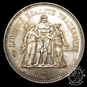 Moneda de Plata de 50 Francos Circulada - Hércules (V República) - 1974-1980 - Francia - Reverso