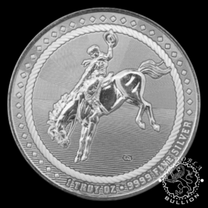 Redondo de Plata Cowboy Privy Buffalo 1 oz BU - Scottsdale Mint - Reverso