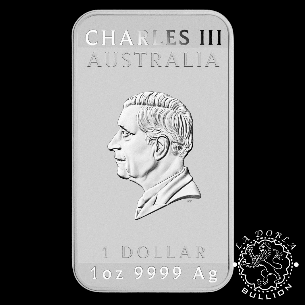 Lingote-Moneda de Plata Dragón Rectangular Coloreado Golden Dragon 1 oz BU - Australia - 2026 - Anverso