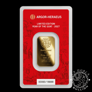 Lingote de Oro Año de la Cabra 10 g - ARGOR-HERAEUS - Blister Delante