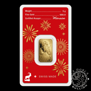 Lingote de Oro Año de la Cabra 5 g - ARGOR-HERAEUS - Blister Delante