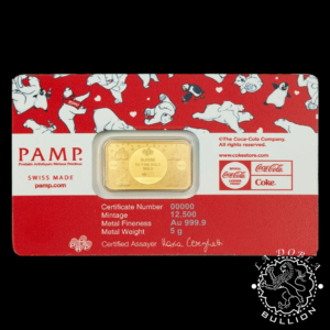 Lingote de Oro Coca Cola Polar Bears III 5 g - PAMP - Blister Detrás