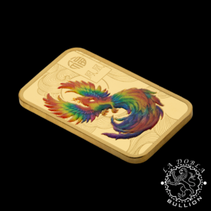 Lingote de Oro Good Luck Phoenix Prooflike Color 10 g - PAMP - Lingote Delante