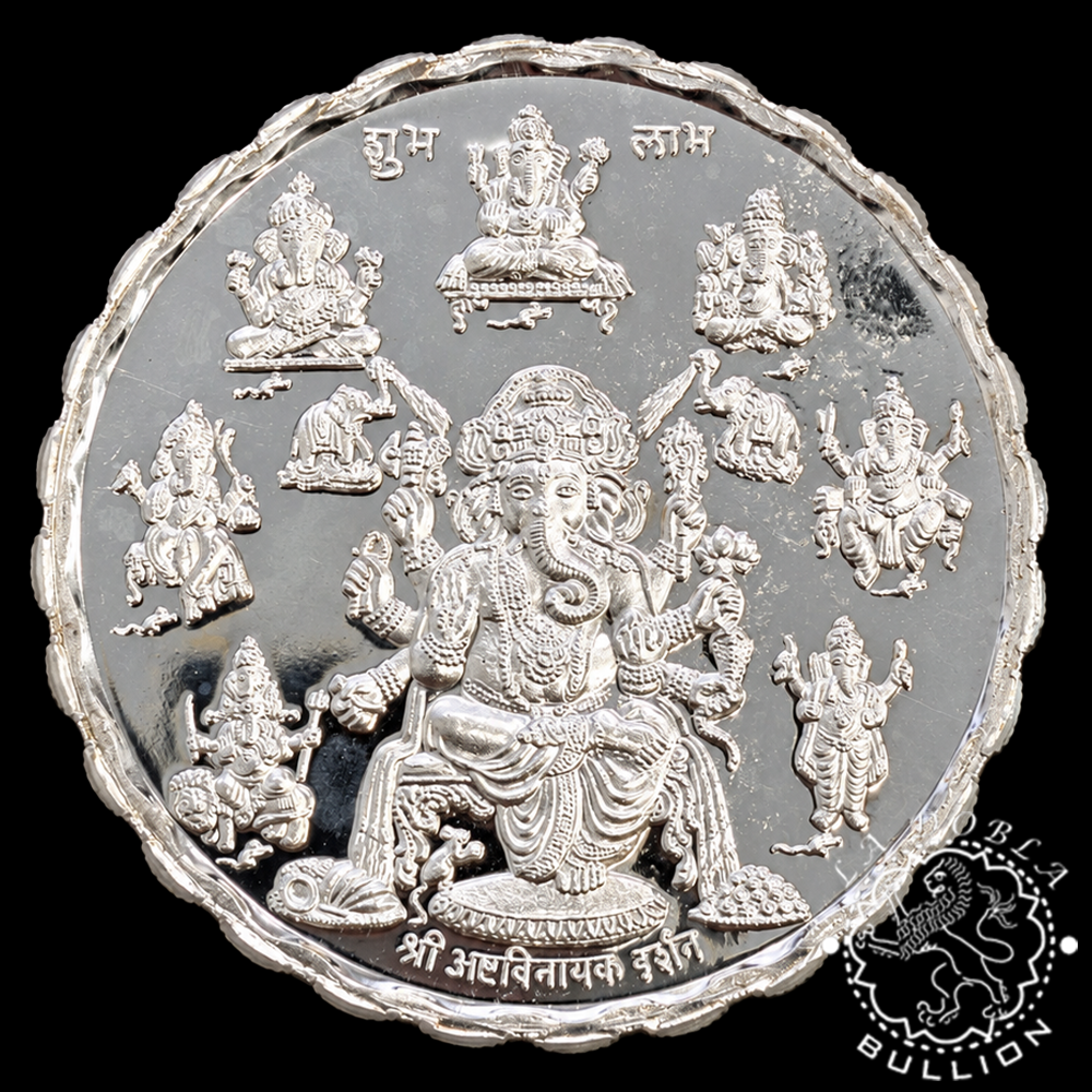 Medalla de plata Ganesha Yantra 100 g BU - INDIA