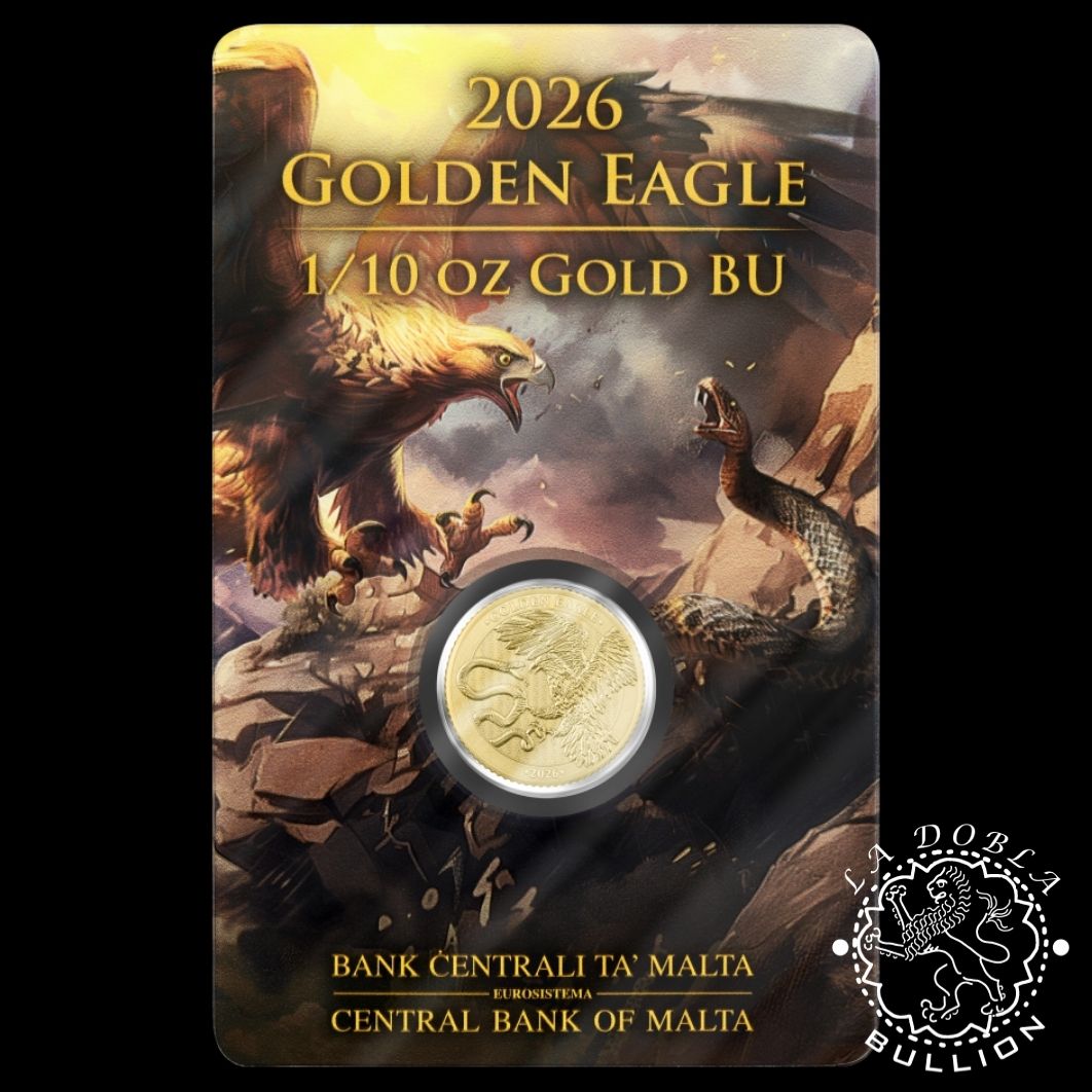 Moneda de Oro Golden Eagle 110 oz BU - Malta - 2026 - Blister Delante