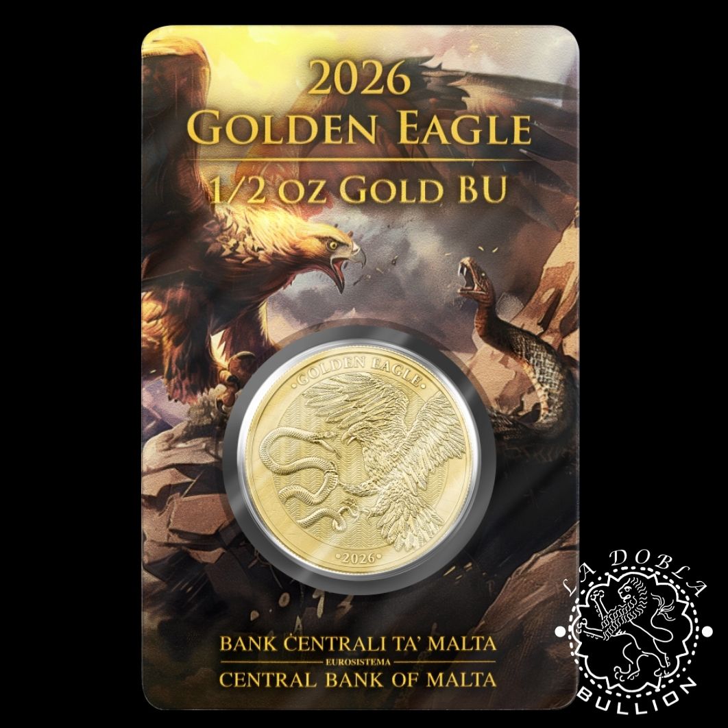 Moneda de Oro Golden Eagle 12 oz BU - Malta - 2026 - Blister Delante