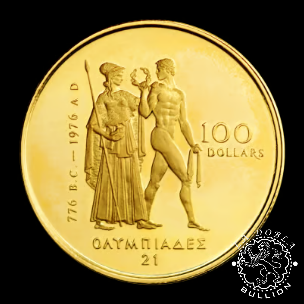 Moneda de Oro Juegos Olímpicos Montreal '76 12 oz Proof - Recomprada - Canadá - 1976 - Reverso