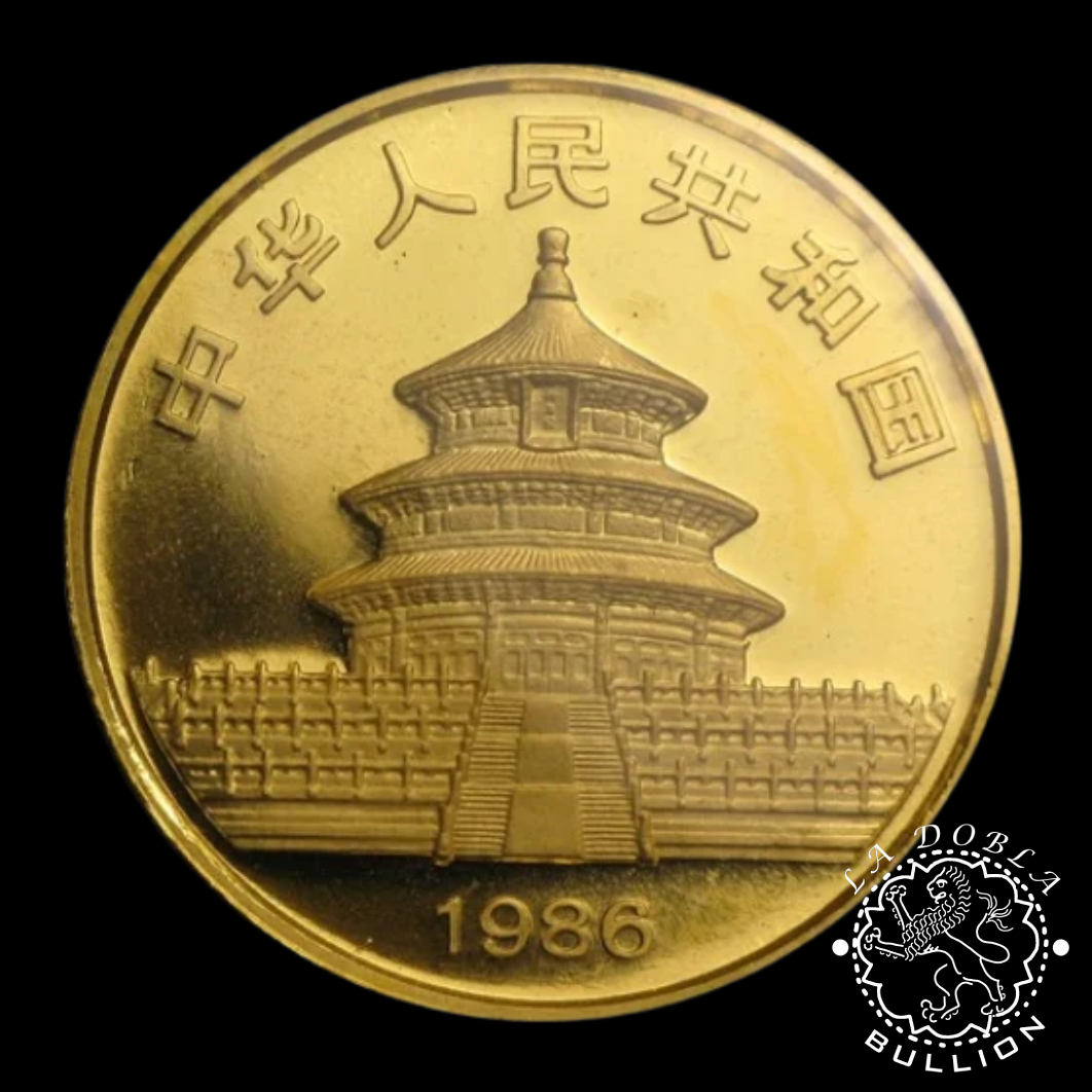 Moneda de Oro Panda 1 oz - China - 1986 - Anverso