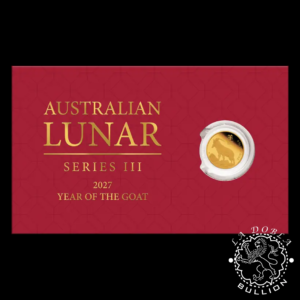 Moneda de Oro Serie Lunar III Cabra 0,5g BU - Australia - 2027 - Blister Delante