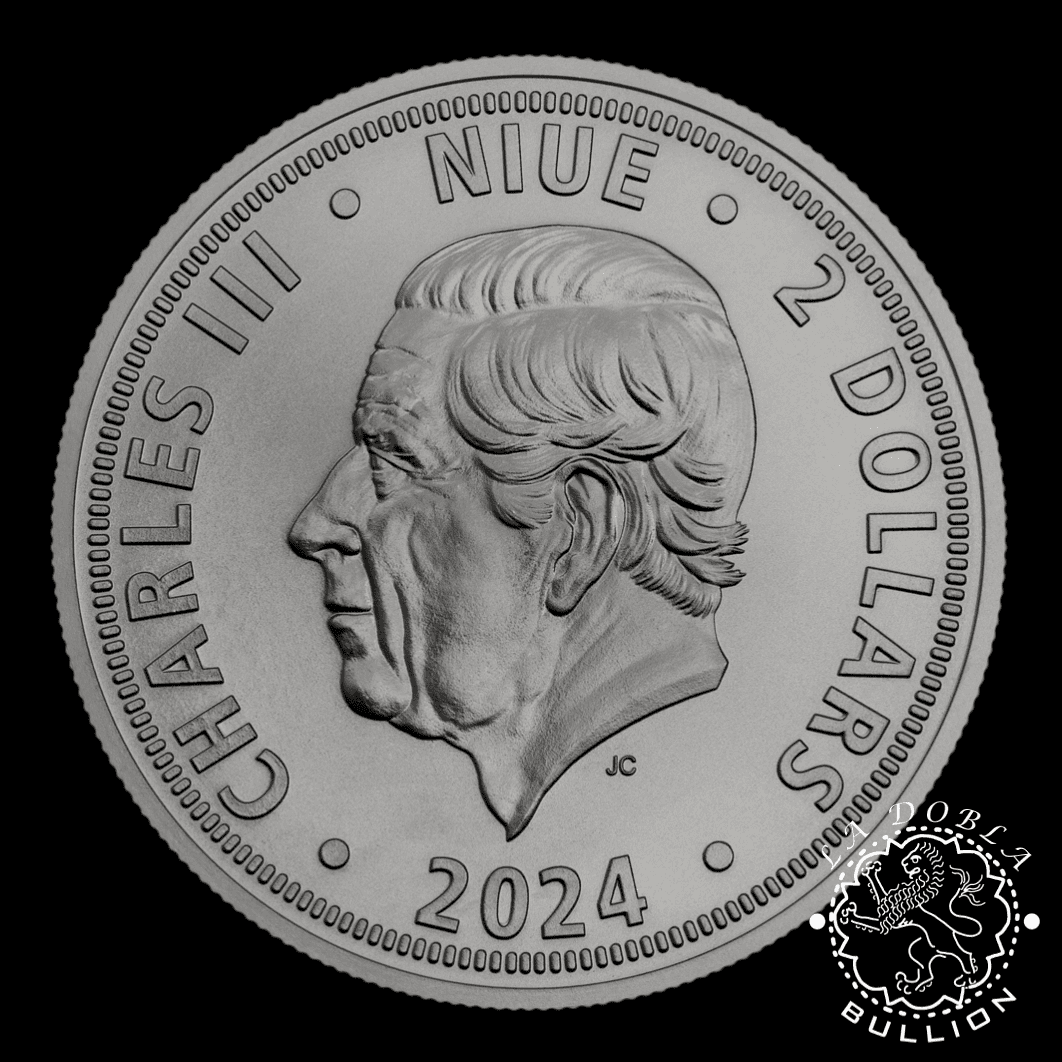 Moneda de Plata León Checo Coloreado 1 oz BU - Niue - 2024 - Anverso