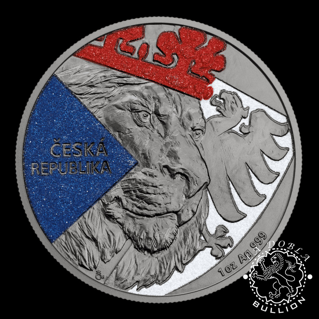 Moneda de Plata León Checo Coloreado 1 oz BU - Niue - 2024 - Reverso