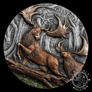 Moneda de Plata Megafauna Ciervo Gigante 2 oz UHR - Liberia - 2026 - Reverso