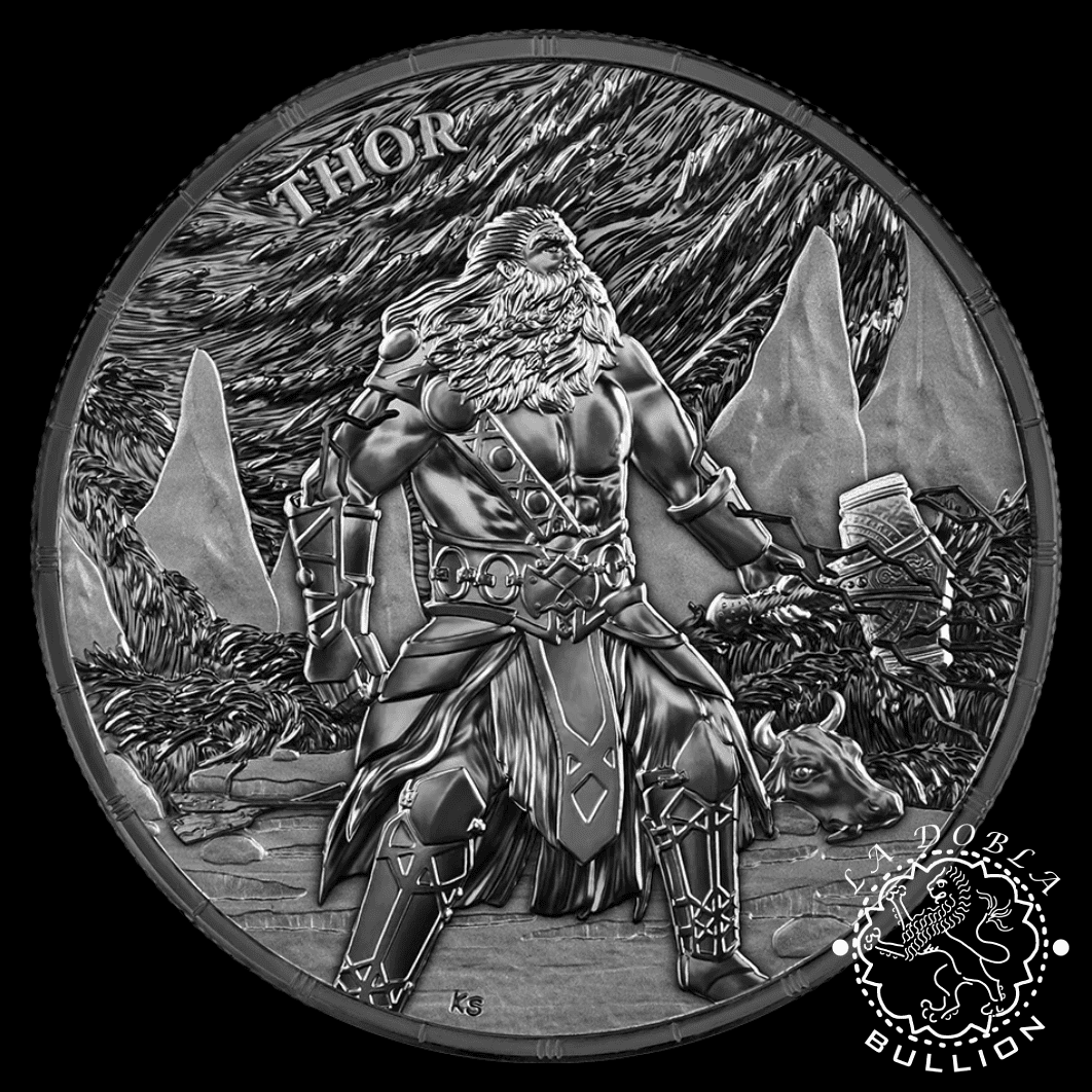 Moneda de Plata Ragnarok_ Thor 1 oz Black Silver BU - Germania - 2026 - Reverso